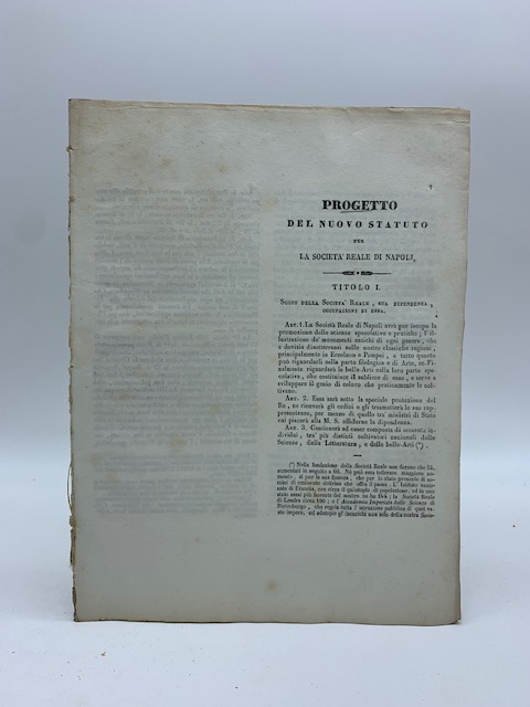 Progetto del nuovo statuto per la Societa' Reale di Napoli