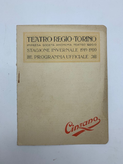 Programma dello spettacolo Dejanice. Teatro Regio Torino.Stagione invernale 1919-1920. Programma …