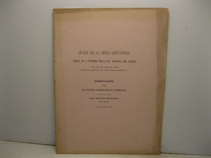 Quale sia la sella gestatoria intesa da S. Ennodio nella …