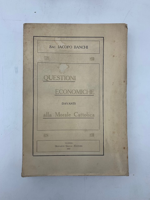Questioni economiche davanti alla Morale Cattolica