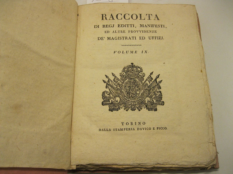 Raccolta di regj editti, manifesti ed altre provvidenze de' magistrati …