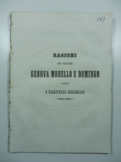 Ragioni dei signori Genova Morello e Domingo contro i fratelli …