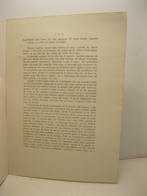 Rapporto della classe VII sulla invenzione del signor Giorgio Lapenna …