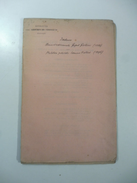 Rassegna bibliografica. Recensione all'opera Breve et Ordinamenta populi Pistorii.