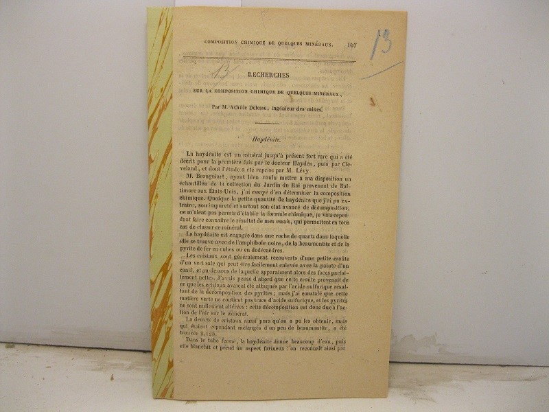 Recherches sur la composition chimique de quelques mineraux. Haydenite
