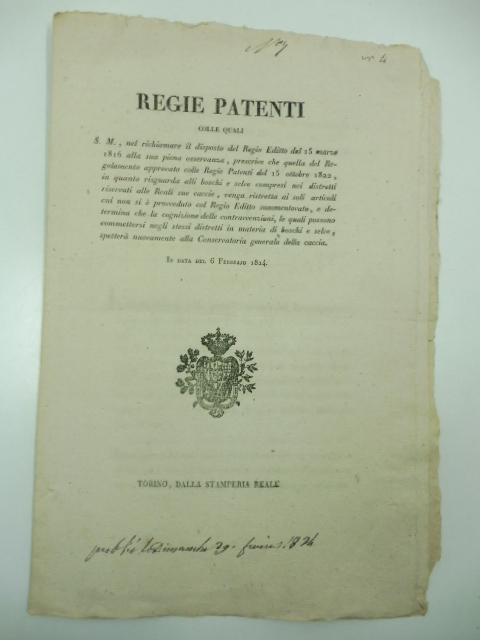 Regie patenti colle quali S. M. nel richiamare il disposto …