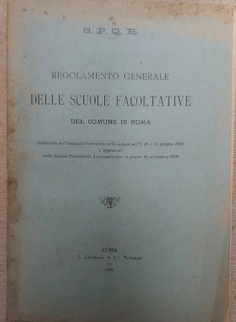 Regolamento generale delle scuole facoltative del Comune di Roma
