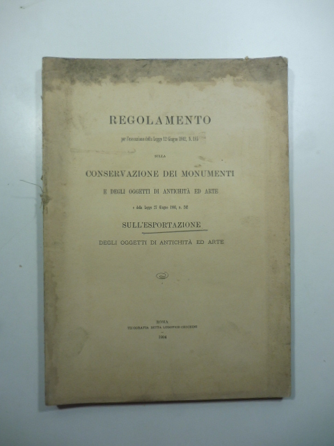 Regolamento per l'esecuzione della Legge 12 giugno 1902 n.185 sulla …