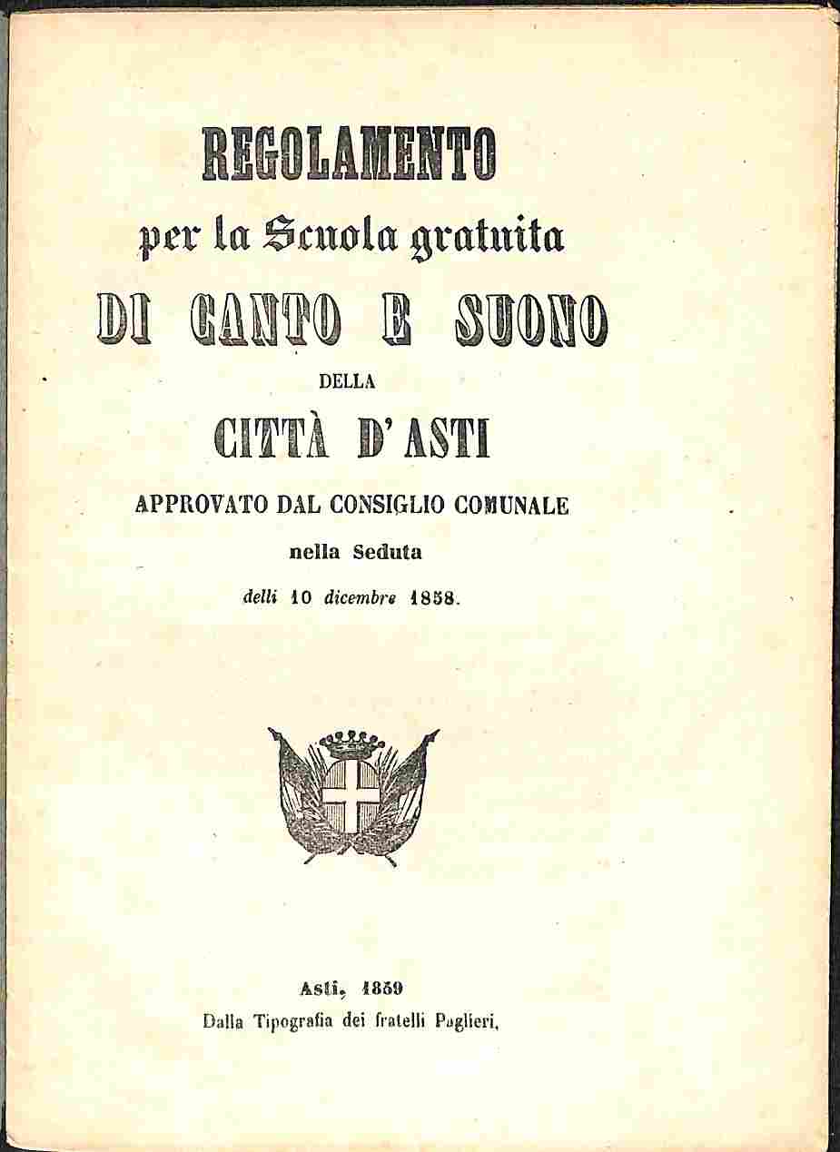 Regolamento per la scuola gratuita di canto e suono della …