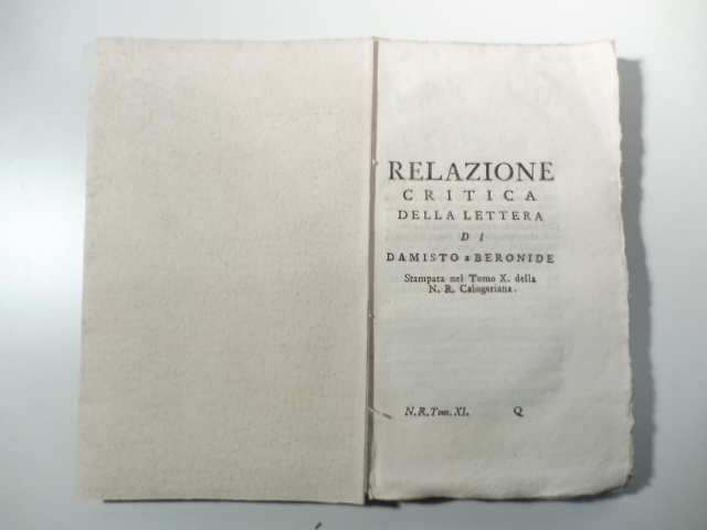 Relazione critica della lettera di Damisto a Beronide stampata nel …
