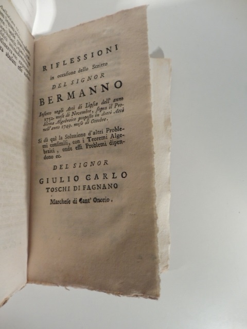 Riflessioni in occasione dello scritto del signor Bermanno. si da' …