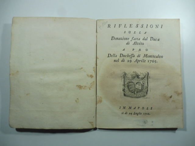 Riflessioni sulla donazione fatta dal Duca di Alvito a pro …