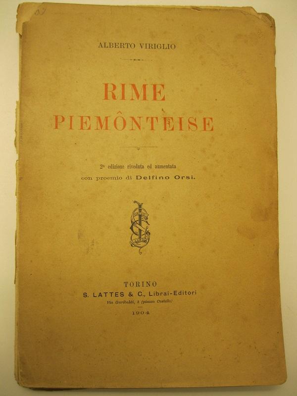Rime piemonteise 2o edizione riveduta ed aumentata con proemio di …