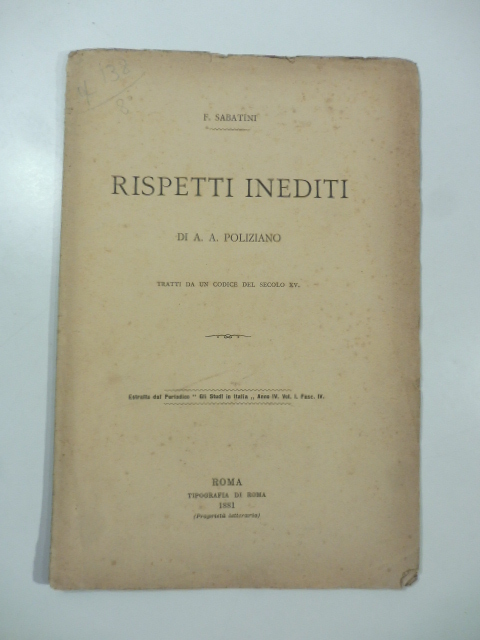 Rispetti inediti di A. A. Poliziano tratti da un codice …