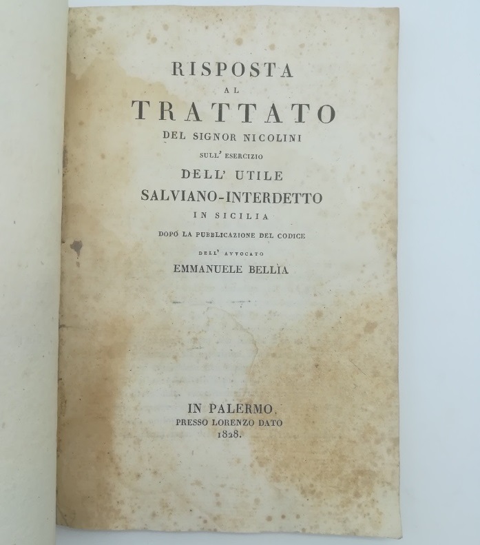 Risposta al trattato del Signor Nicolini sull'esercizio dell'utile salviano-interdetto in …