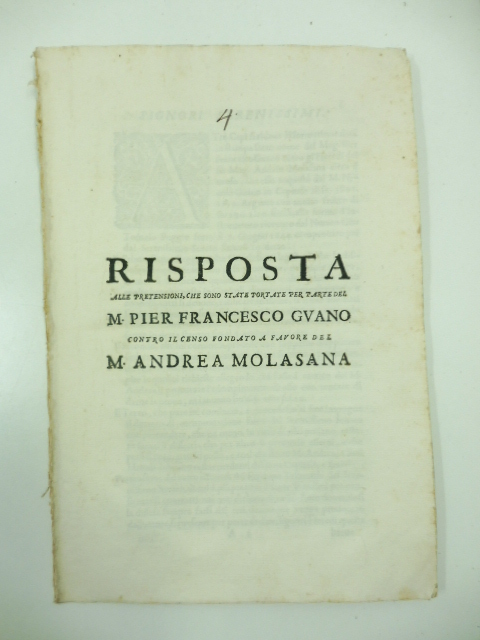 Risposta alle pretensioni che sono state portate per parte del …