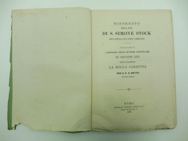 Ristretto della vita di S. Simone Stock sesto generale dell'ordine …