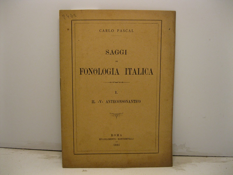 Saggi di fonologia italica. I. Il v anteconsonantico