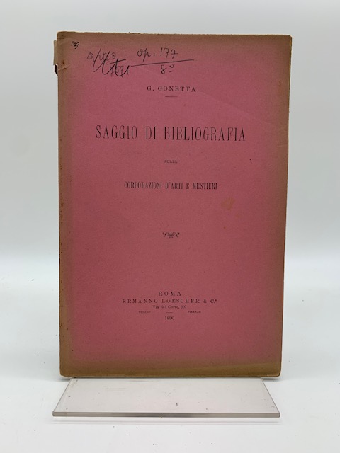 Saggio di bibliografia sulle corporazioni d'arti e mestieri