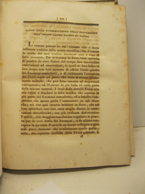Saggio sulla determinazione della progressione dell'estivo calore diurno in Napoli