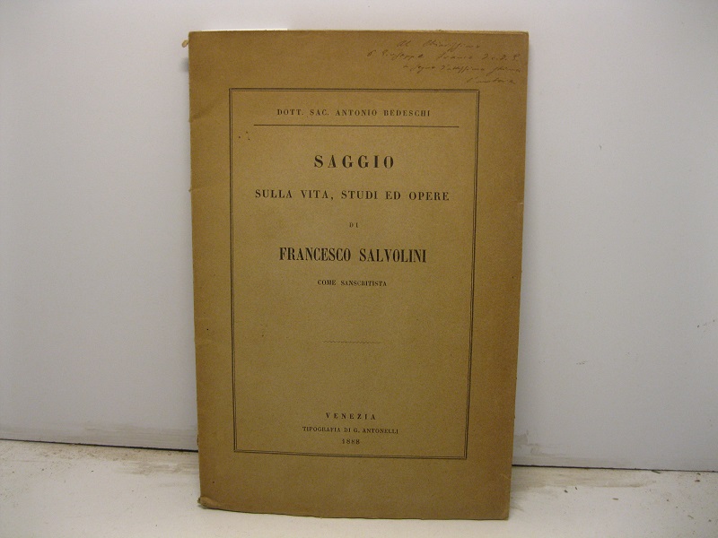 Saggio sulla vita, studi ed opere di Francesco Salvolini come …