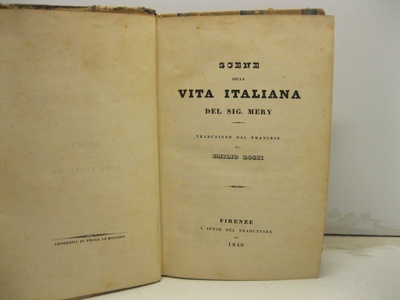 Scene della vita italiana. Traduzione dal francese di Emilio Rossi.