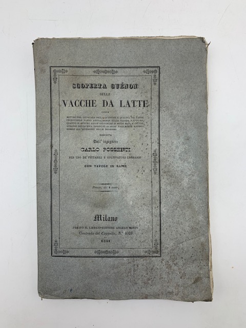 Scoperta Guenon sulla vacche da latte ossia ossia metodo per …