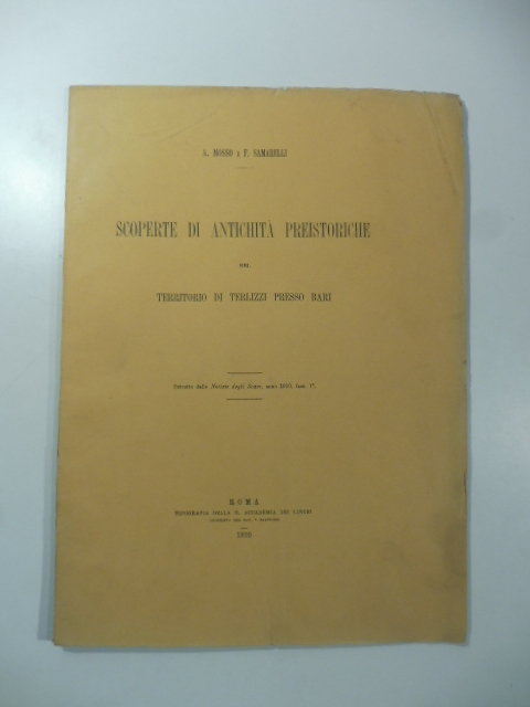 Scoperte di antichita' preistoriche nel territorio di Terlizzi presso Bari. …
