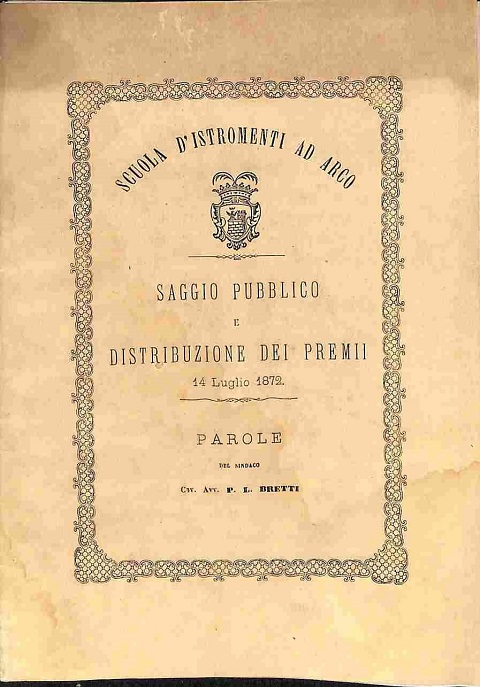 Scuola d'istromenti ad arco. Saggio pubblico e distribuzione dei premi …