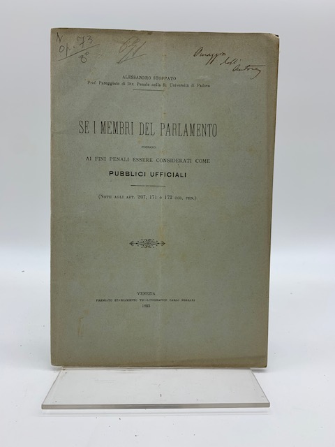 Se i membri del Parlamento possano ai fini penali essere …