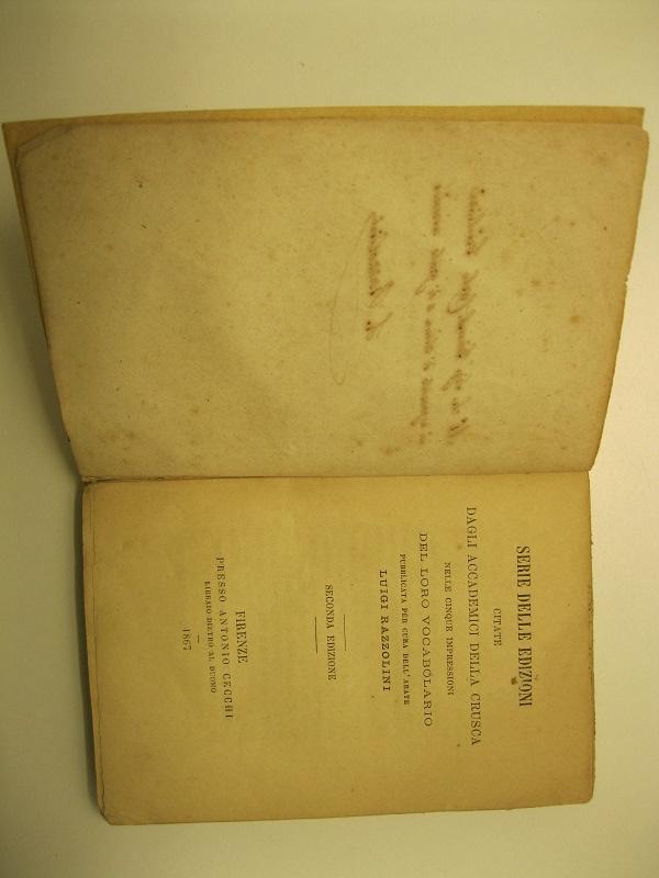 Serie delle edizioni citate dagli accademici della crusca, nelle cinque …