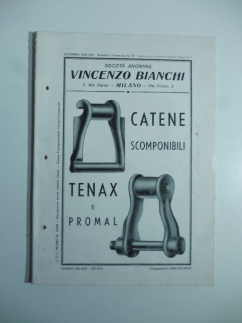 Societa' anonima Vincenzo Bianchi. Catene scomponibili tenax e promal. Catalogo