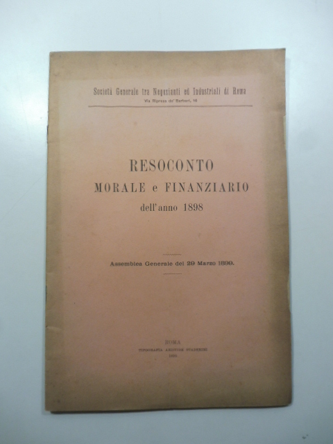 Societa' generale tra Negozianti ed Industriali di Roma. Resoconto morale …