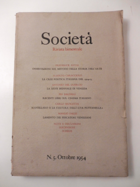 Societa'. Rivista bimestrale, n. 5, ottobre 1954