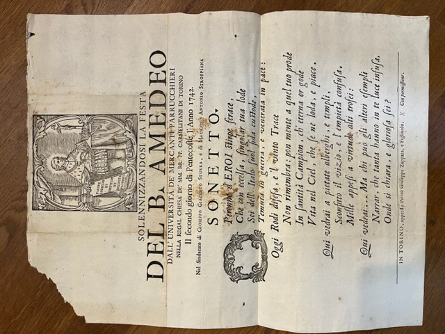 Solennizzandosi la festa del B. Amedeo dall'Universita' de' Mercanti Parrucchieri …