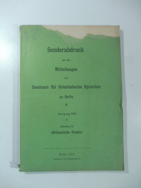 Sonderabdruck aus den Mitteilungen des Seminars fur Orientalische Sprachen zu …