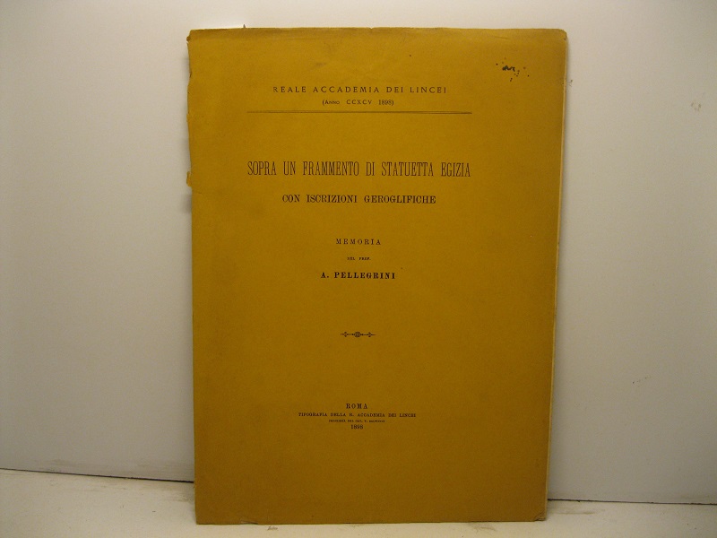 Sopra un frammento di statuetta egizia con iscrizioni geroglifiche. Memoria