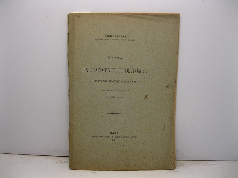 Sopra un giacimento di diatomee al Monte del Finocchio o …