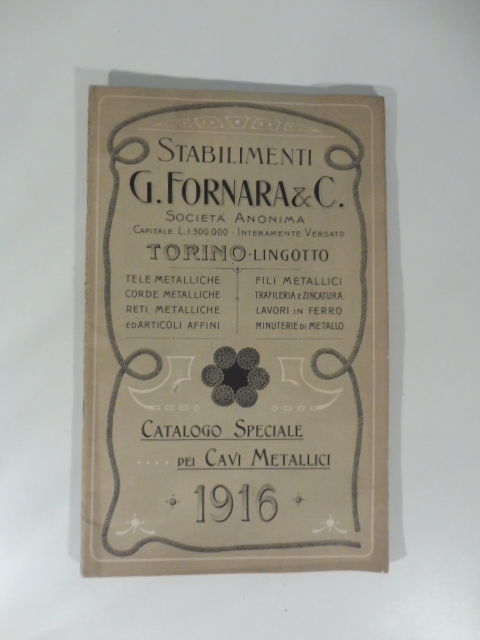 Stabilimenti G. Fornara & C. Torino (Lingotto).Catalogo speciale dei cavi …