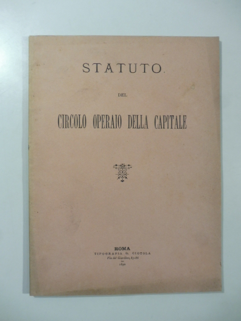 Statuto del circolo operaio della Capitale