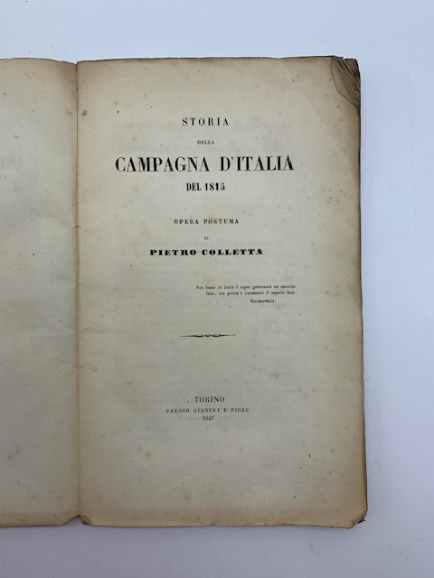 Storia della campagna d'Italia del 1815. Opera postuma