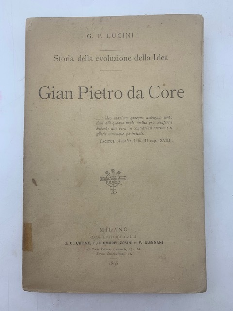 Storia della evoluzione della Idea. Gian Pietro da Core