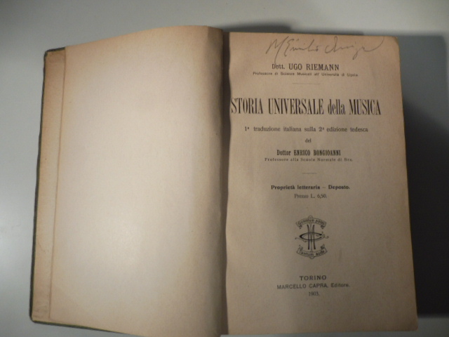 Storia universale della Musica. Prima traduzione italiana sulla seconda edizione …