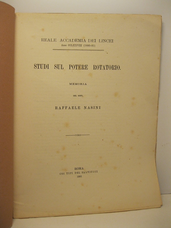 Studi sul potere rotatorio. Memoria