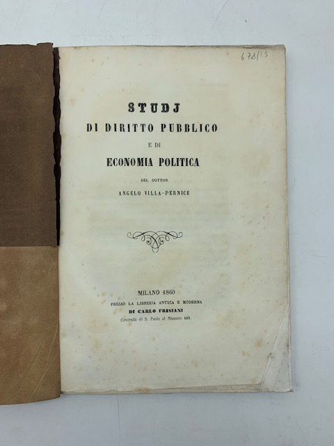 Studj di diritto pubblico e di economia politica