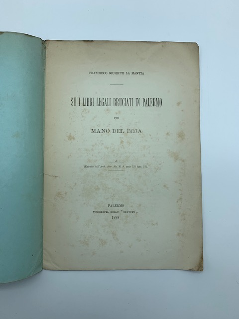 Su i libri legali bruciati in Palermo per mano del …