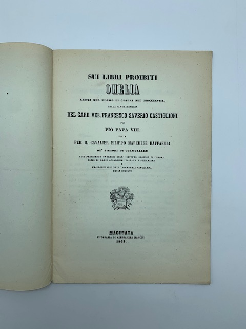 Sui libri proibiti. Omelia letta nel Duomo di Cesena nel …