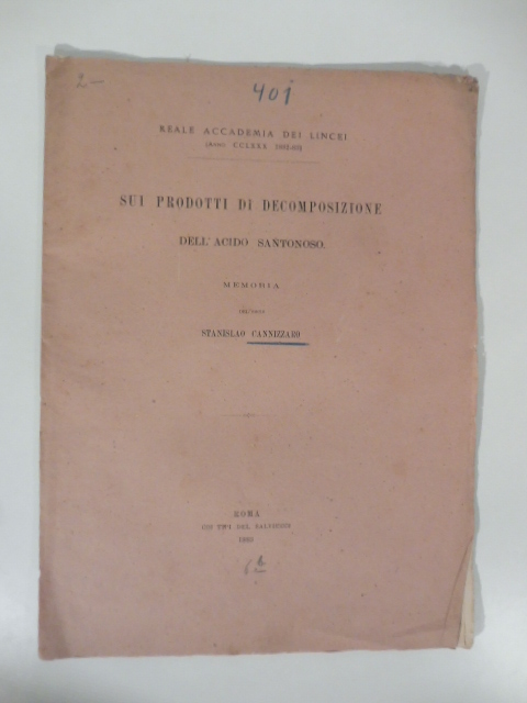 Sui prodotti di decomposizione dell'acido santonoso. Memoria