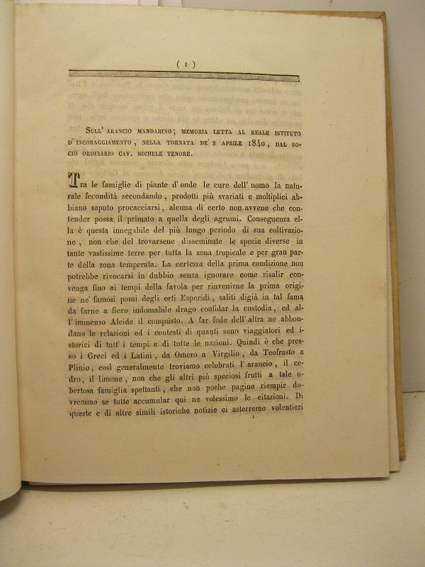Sull'arancio mandarino. Memoria letta al Reale Istituto d'Incoraggiamento.