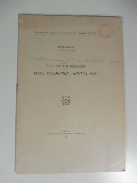 Sull'istinto gregario della psammophila hirsuta scop.